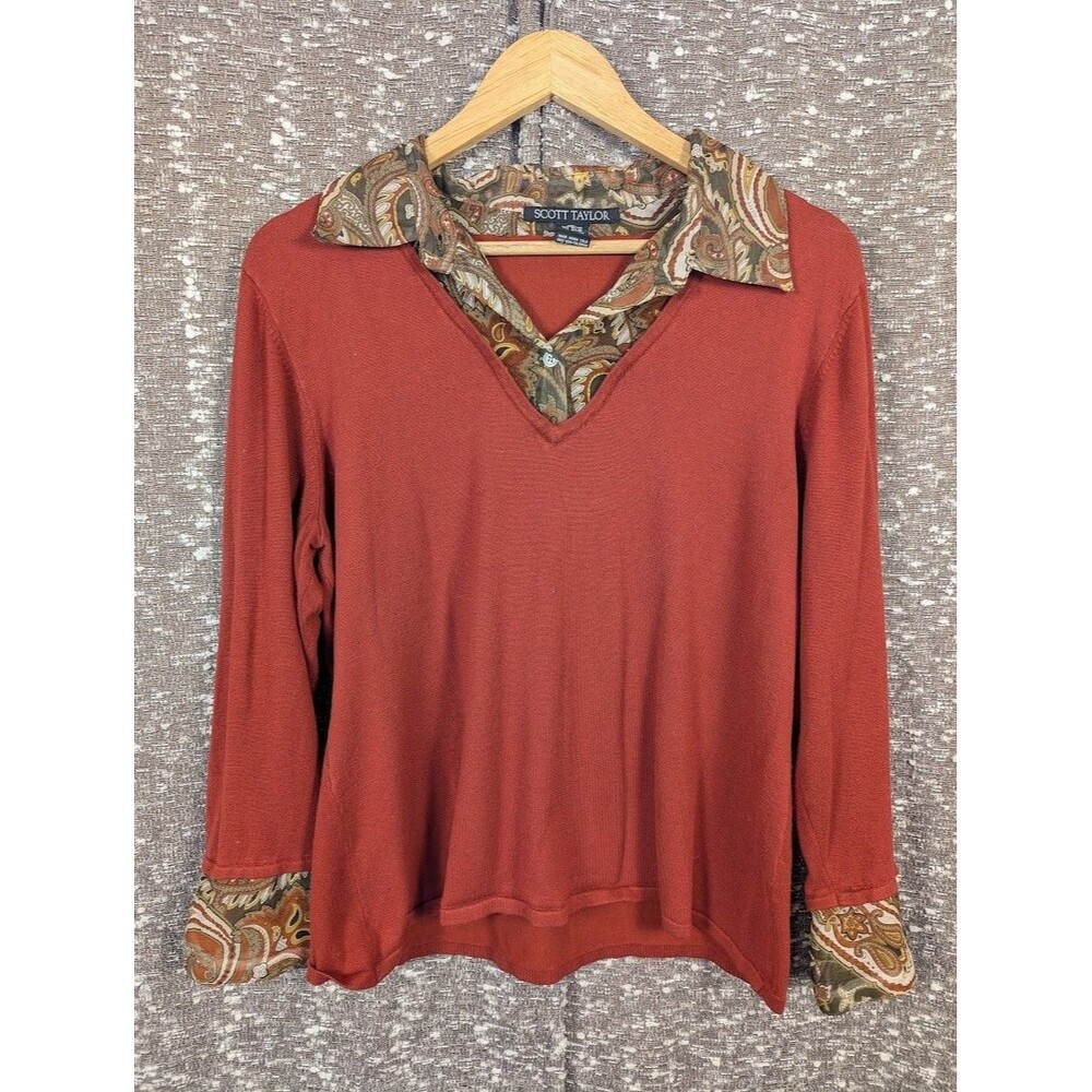 Vintage Scott Taylor Paisley‎ Long Sleeve Blouse Women's XL